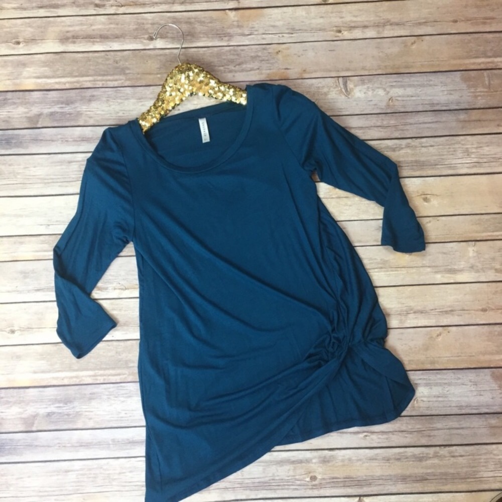 Twist knot tunic top Blueish/Green Size S —#062 - Picture 3 of 3